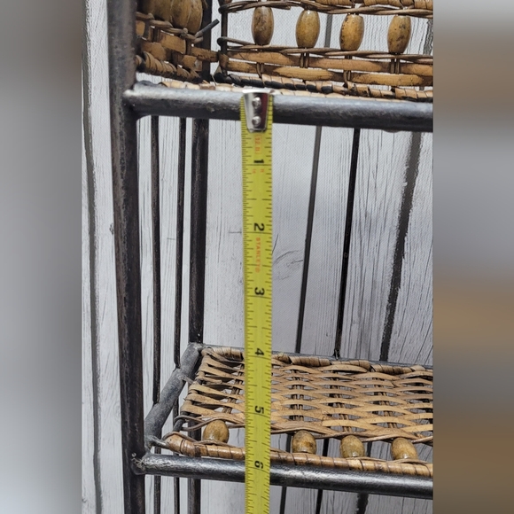 Vintage Wicker and Metal 4-Tier Shelf - Picture 7 of 10